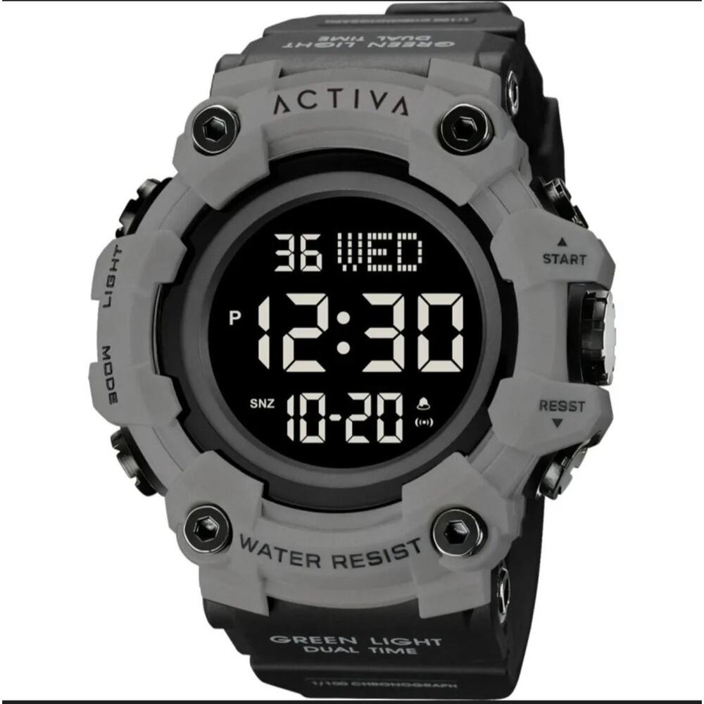 Activa Kadron Invicta Men’s Digital Chronograph 53MM Grey w/ black Silicone Band